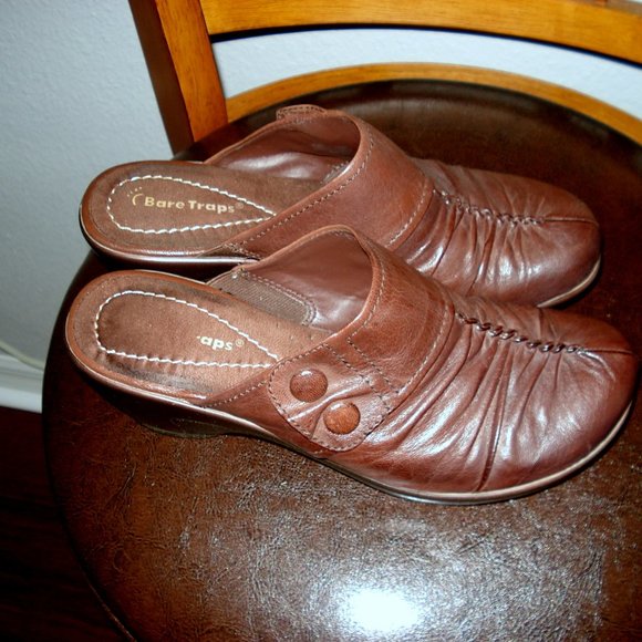 Bare Traps Brown Leather Mule Clog Size 7.5 - Picture 1 of 5
